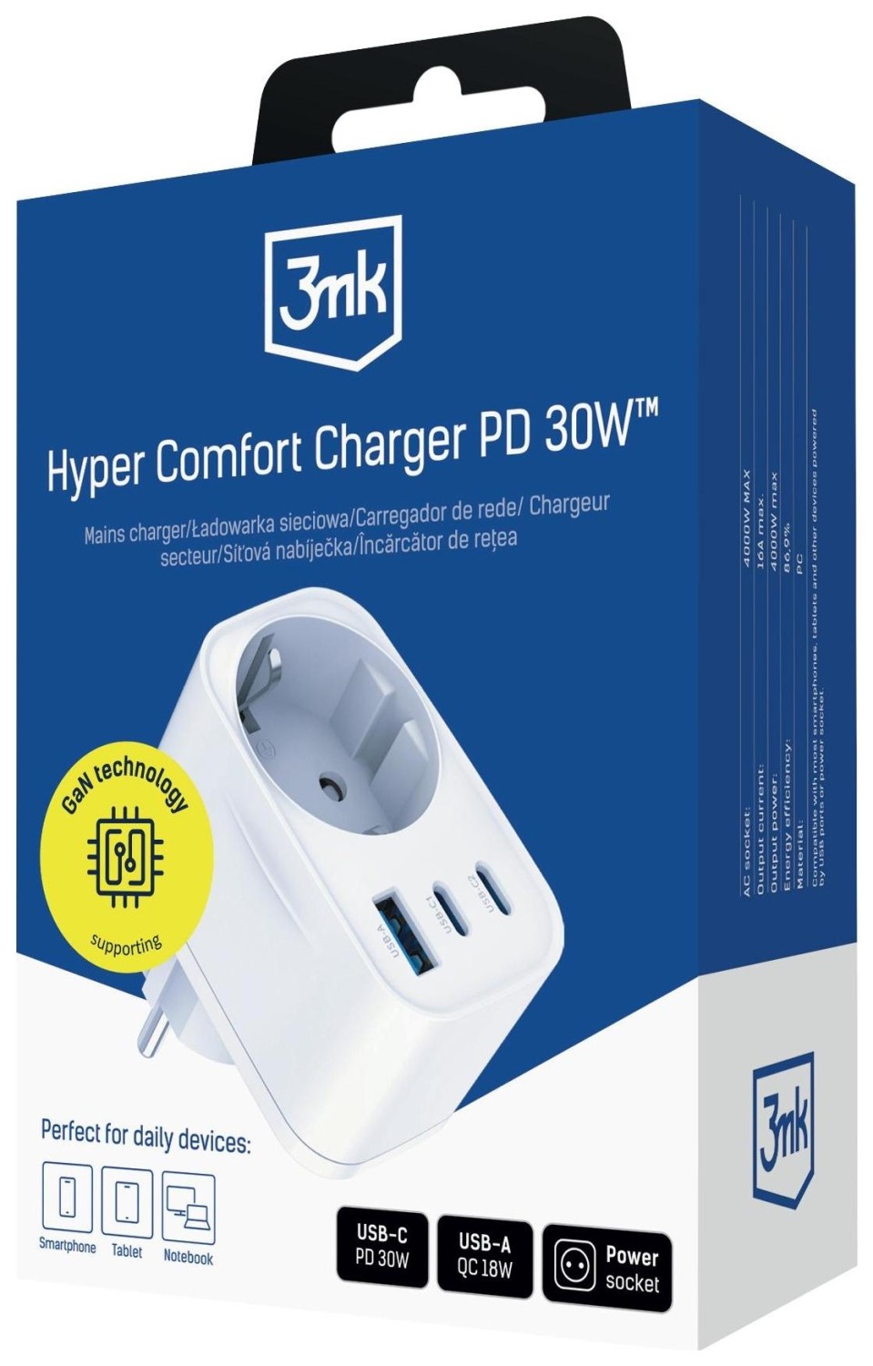 3mk Comfort Charger GaN 30W biała