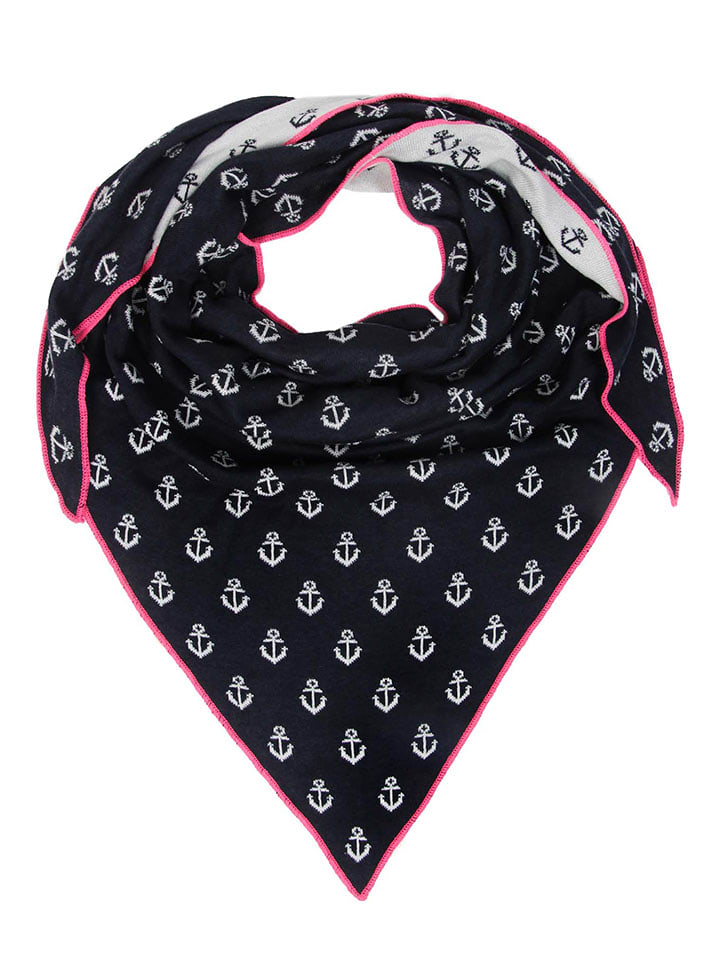 Zwillingsherz Chusta trójkątna w kolorze granatowym - 200 x 130 cm