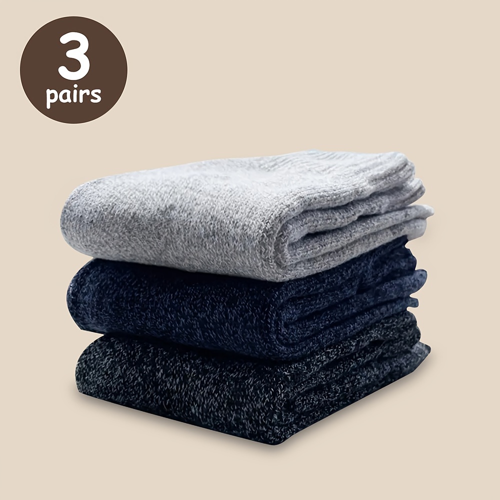 TEMU 3 Pary Zimowe Super Skarpety dla Par - 350gsm, 100% Poliester, Miękkie Retro Harajuku w Jednolitym Kolorze, Nadające się do Prania i Czyszczenia