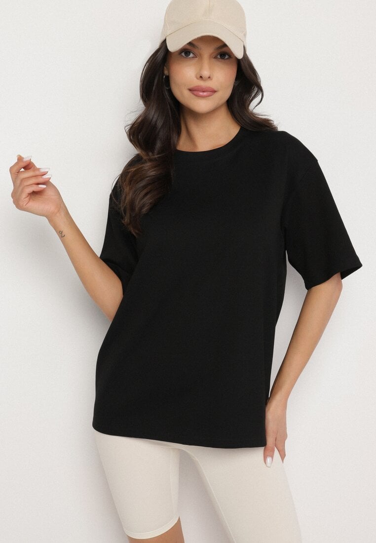 Czarny Bawełniany Klasyczny T-shirt Merovira