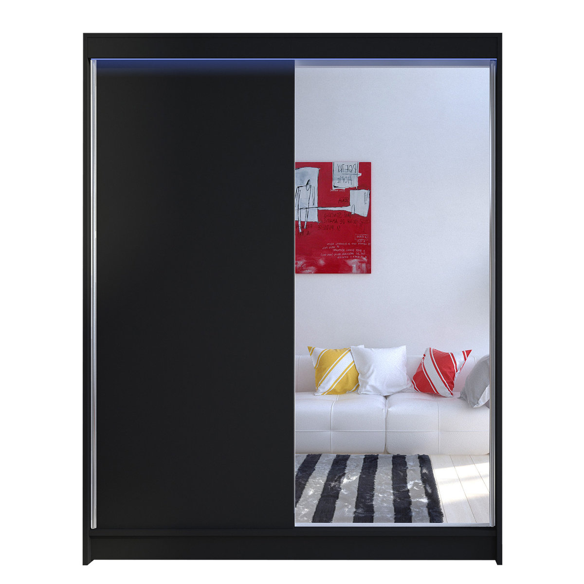 Szafa z drzwiami przesuwnymi Camino I z oświetleniem RGB, Czarny