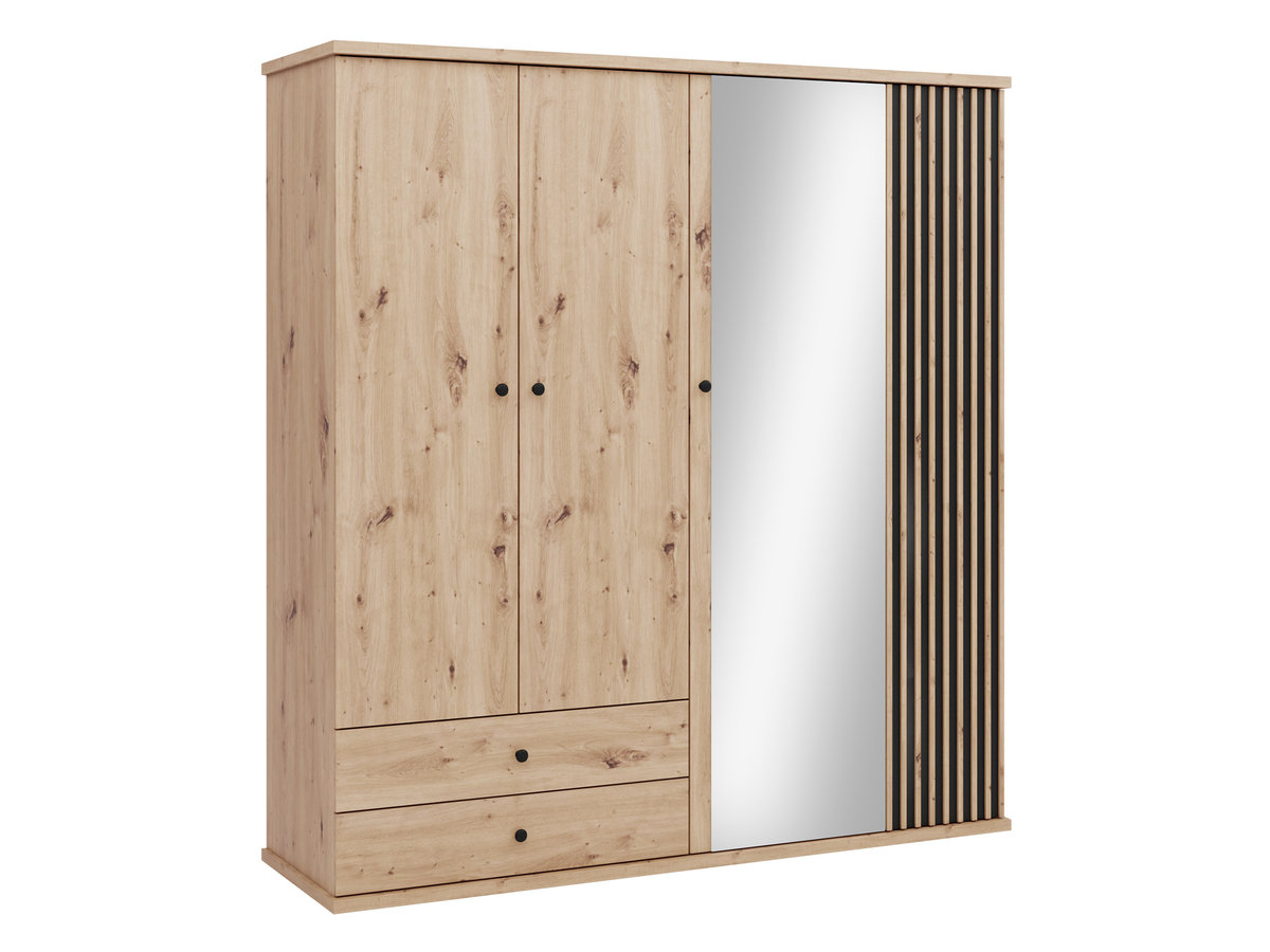 Szafa czterodrzwiowa Cali C-24, Dąb Artisan / Dąb Artisan + Czarny Dąb Artisan / Dąb Artisan + Czarny