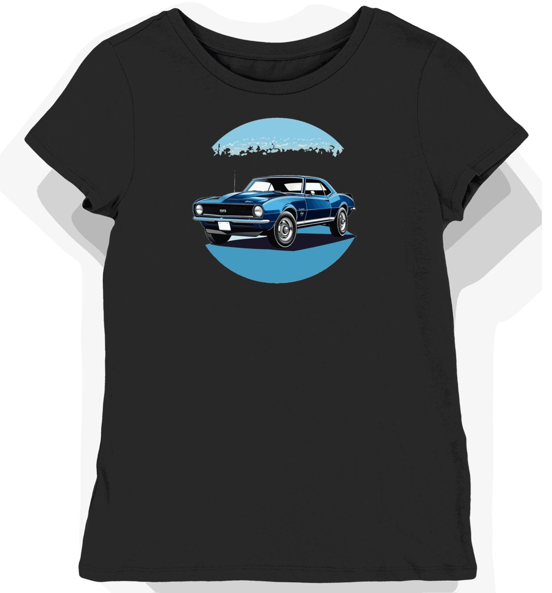 Koszulka damska czarna z klasycznym Chevroletem Camaro 1967 M