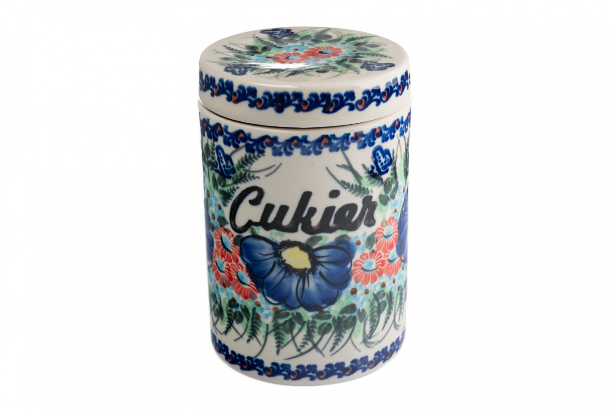 Pojemnik na cukier kwiatowy Bolesławiec malowany