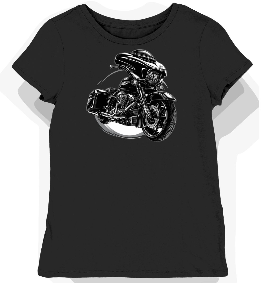 Koszulka damska czarna z motywem klasycznego motocykla L