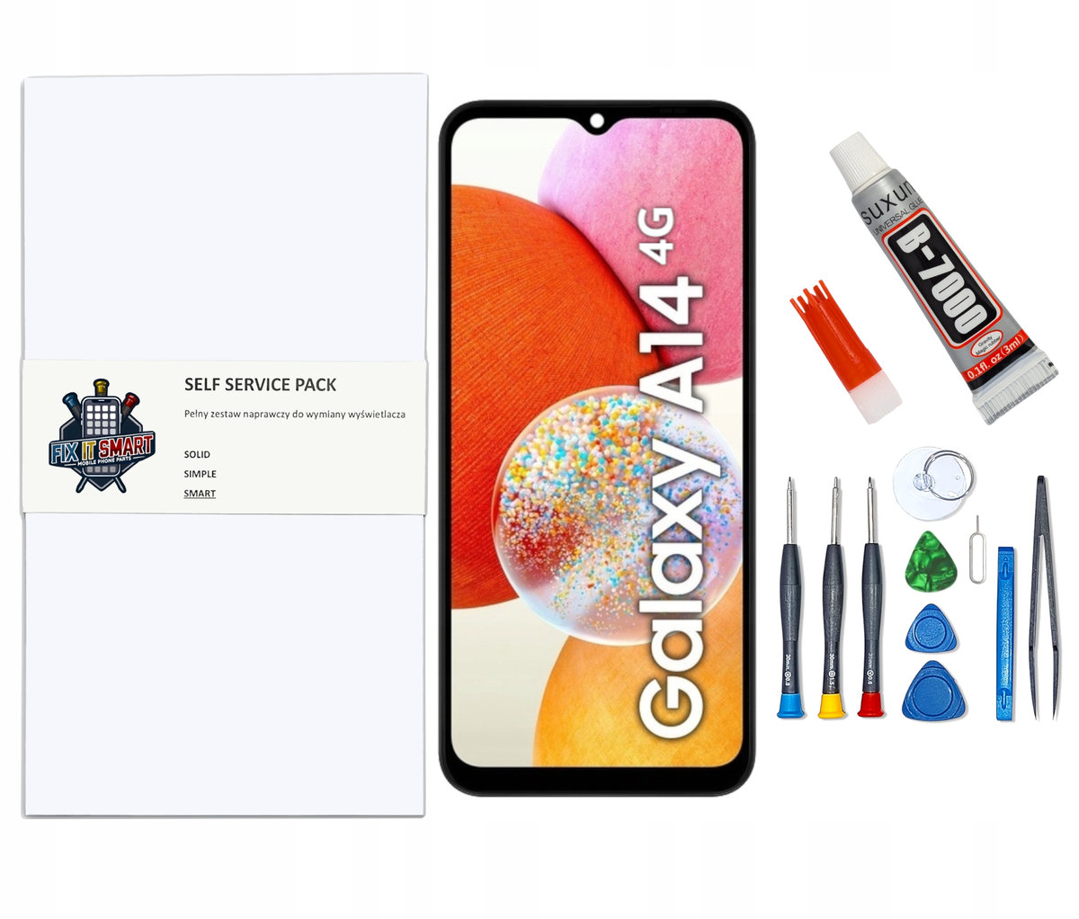 WYŚWIETLACZ EKRAN LCD ZESTAW NAPRAWCZY SAMODZIELNA WYMIANA WYŚWIETLACZA EKRANU SAMSUNG GALAXY A14 4G ORYGINAŁ RAMKA