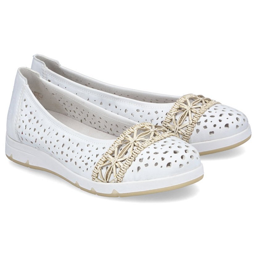 Baleriny damskie ażurowe Rieker L3062-80 WHITE 39