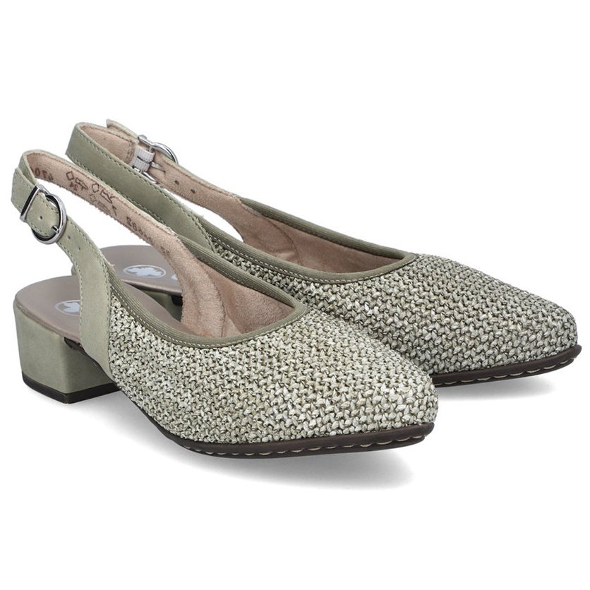 Czółenka damskie z odkrytą piętą Rieker 47060-52 GREEN 38