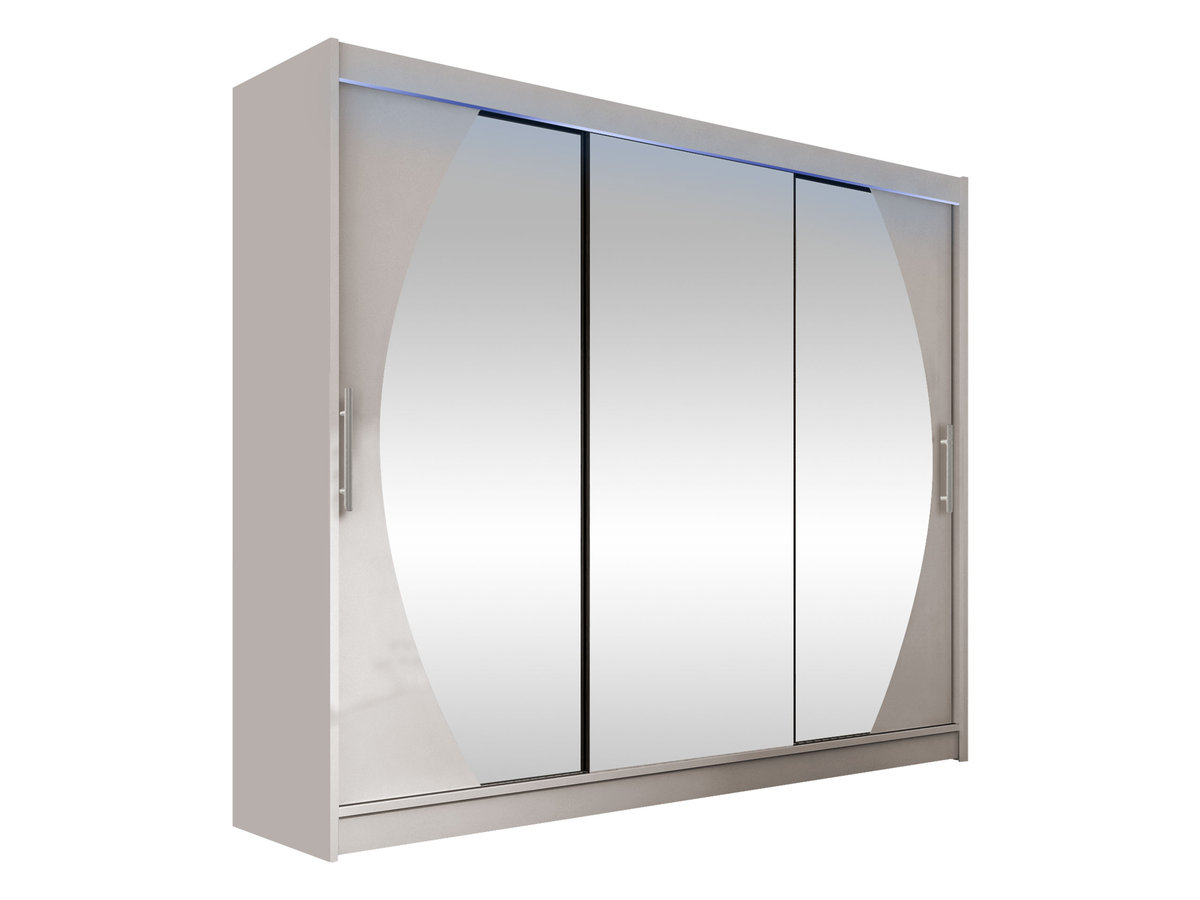 Szafa z drzwiami przesuwnymi Aston V z oświetleniem RGB, Kaszmir / Lustro