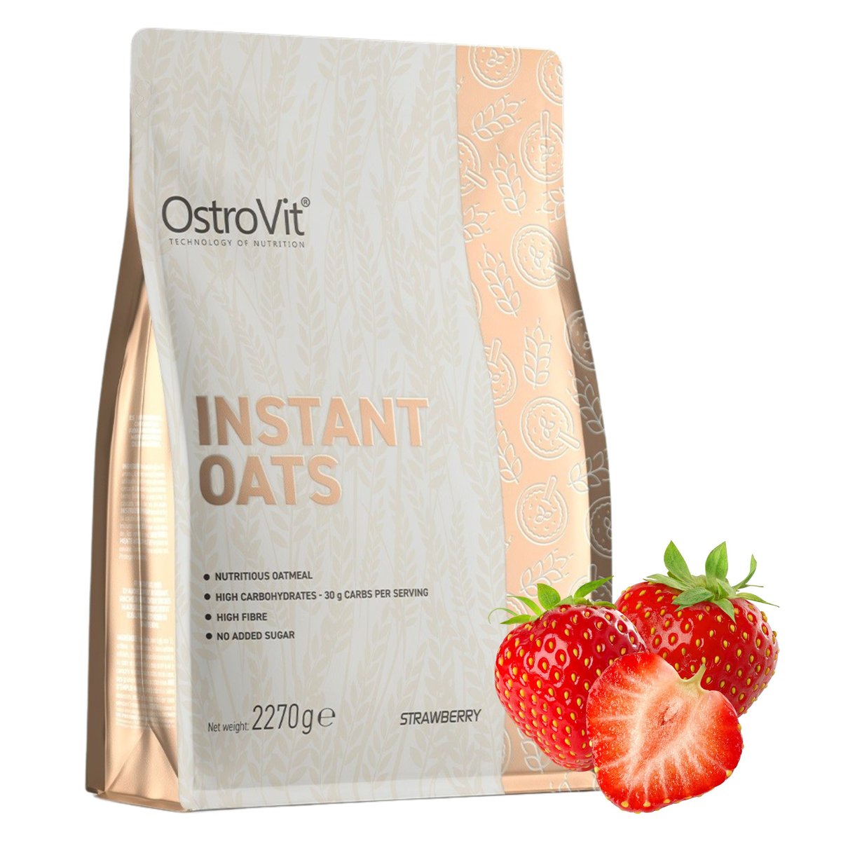 OstroVit Instant Oats Owsianka Truskawkowa Bez Cukru Mąka Owsiana 2270 g