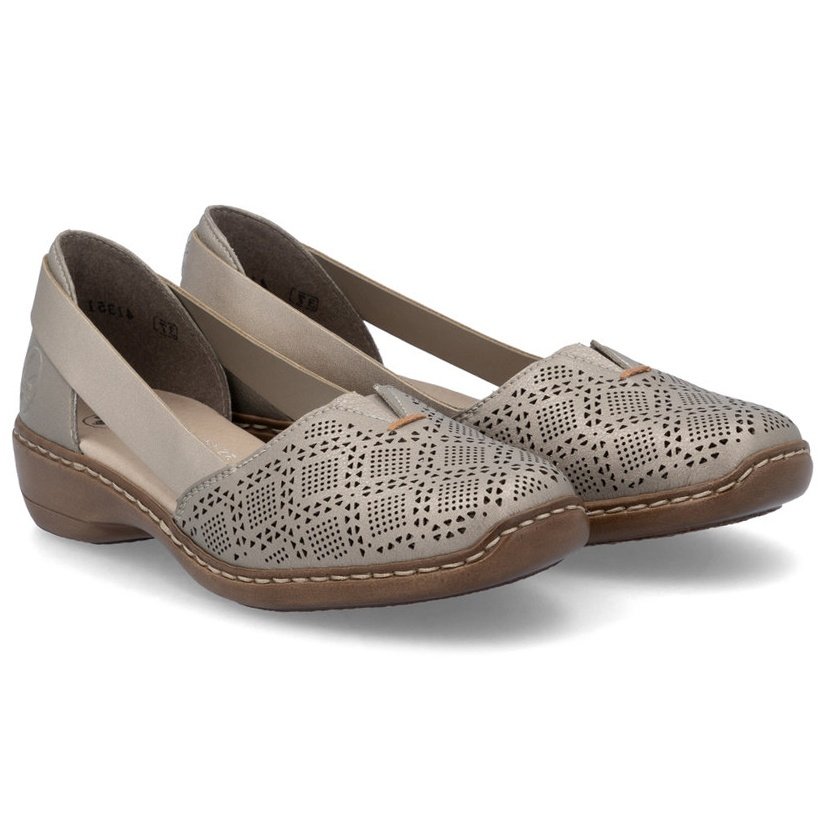 Półbuty damskie ażurowe Rieker 41351-90 SILVER/PLATINUM 39
