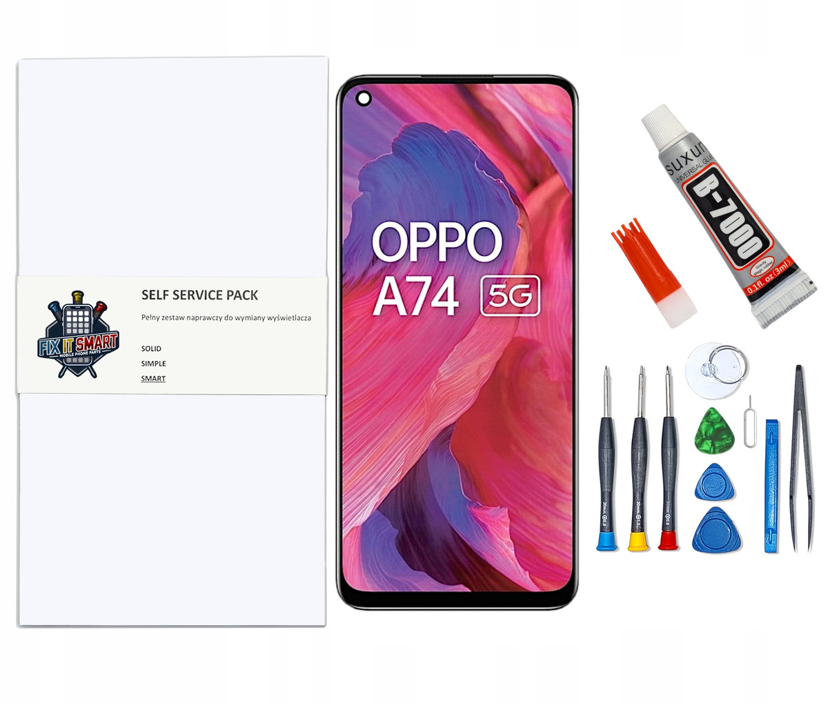 WYŚWIETLACZ EKRAN LCD ZESTAW NAPRAWCZY SAMODZIELNA WYMIANA WYŚWIETLACZA EKRANU OPPO A74 5G ORYGINAŁ RAMKA
