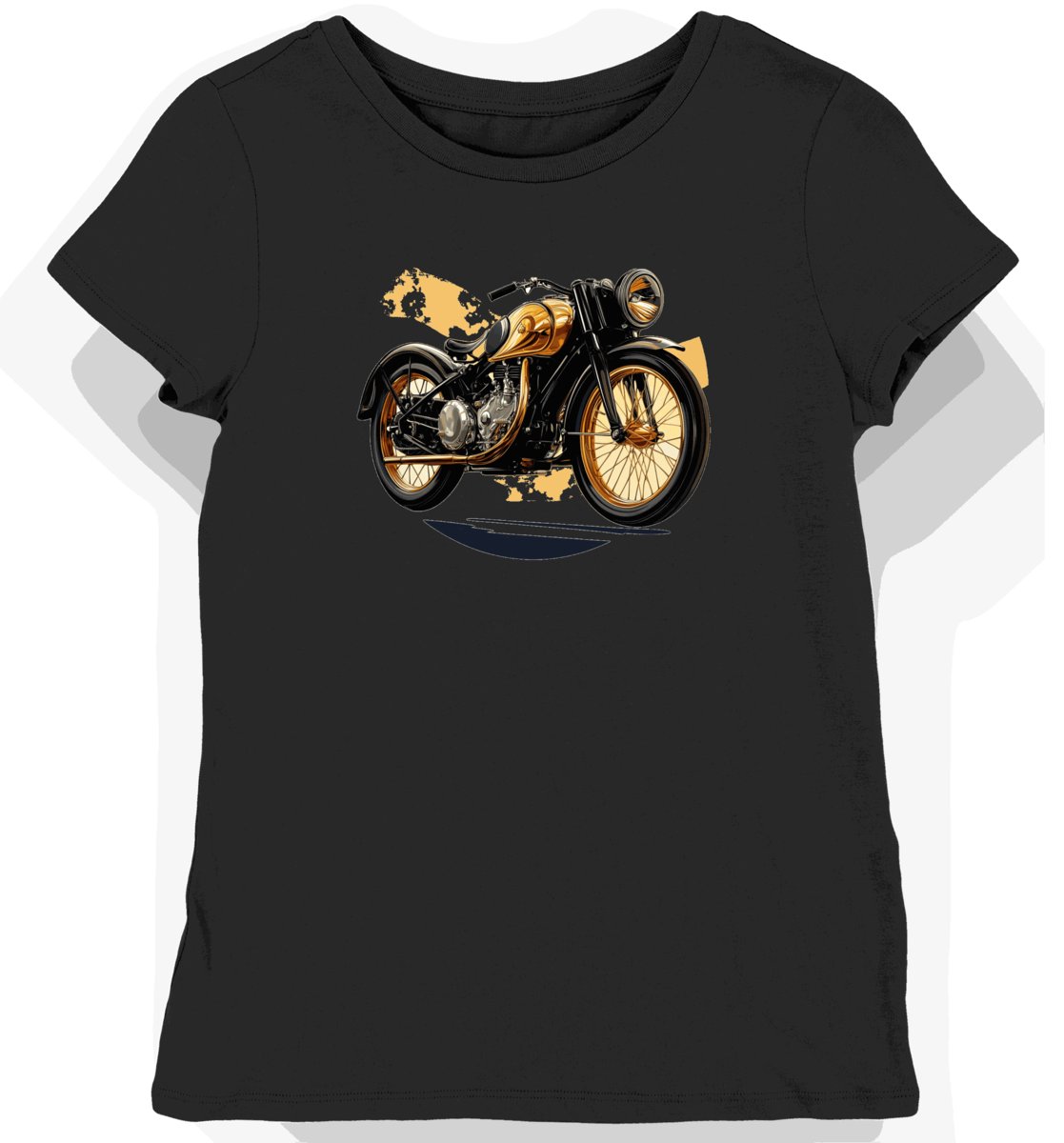 Koszulka damska czarna z Motywem Klasycznego Motocykla L