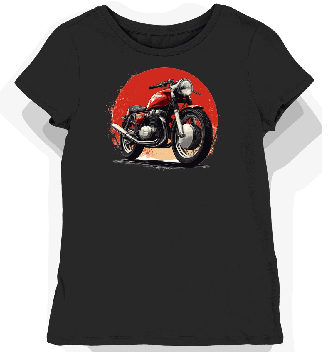 Koszulka damska czarna z klasycznym motocyklem Honda XL