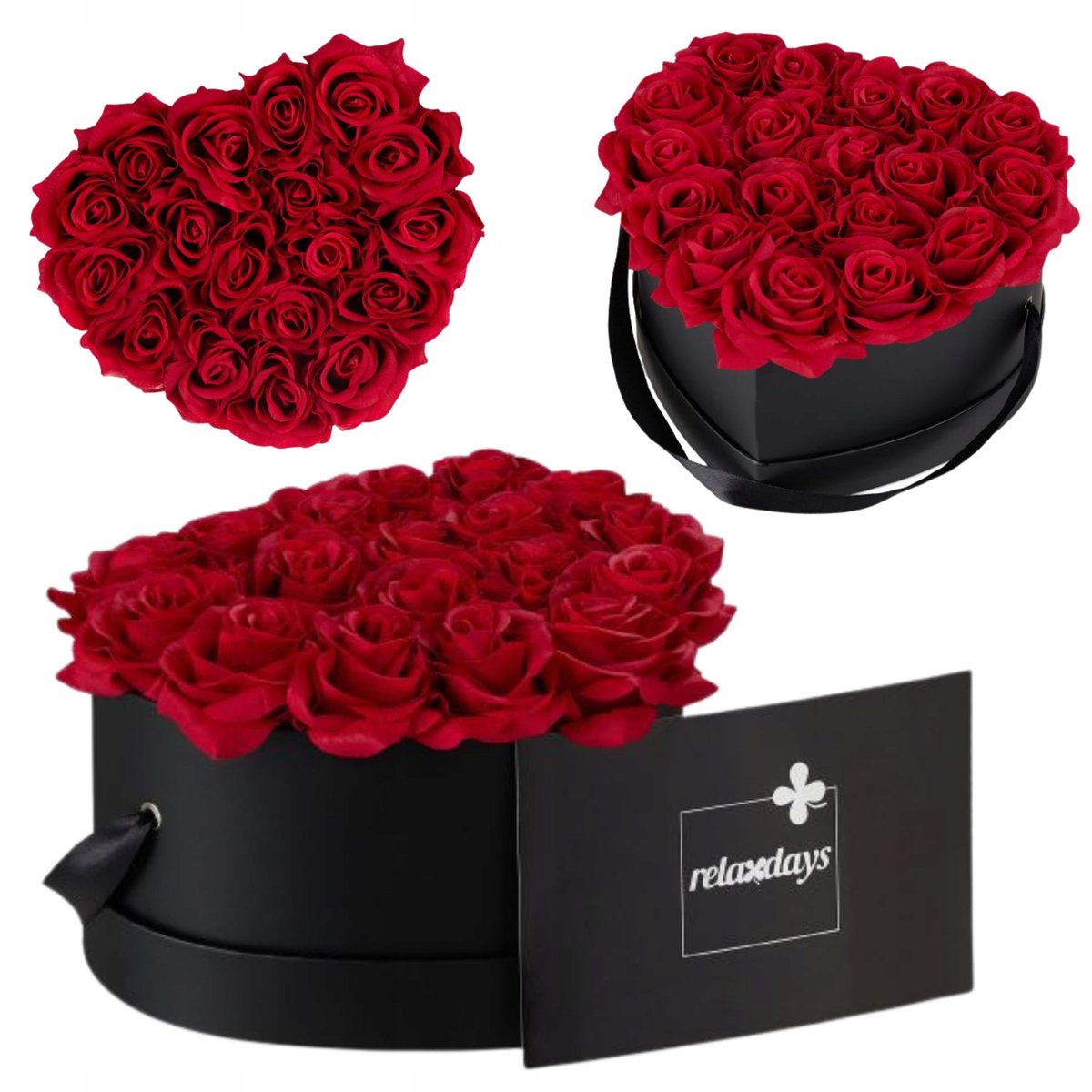 RÓŻE W PUDEŁKU FLOWER BOX pudło z kwiatami SERCE Z RÓŻAMI 18 sztuk