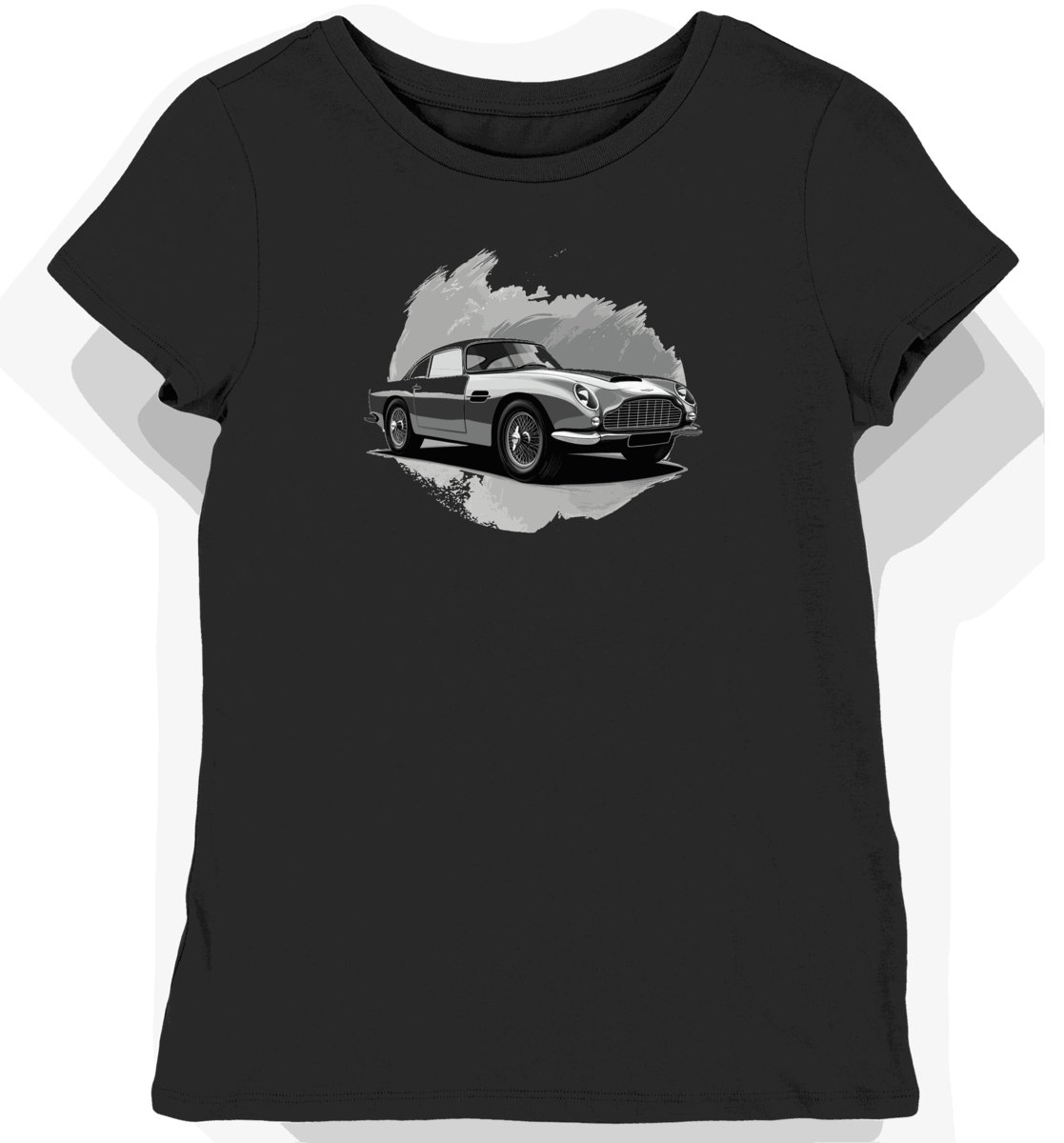 Koszulka damska czarna z motywem klasycznego Aston Martina DB5 1964 S