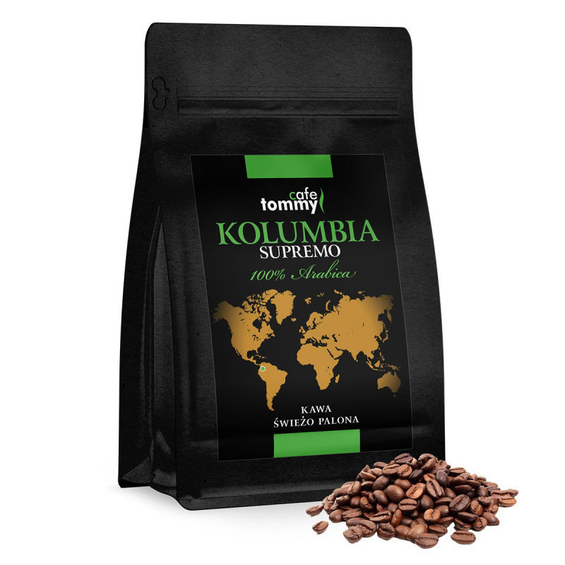 Kawa Kolumbia Supremo 250g ziarno Tommy na prezent