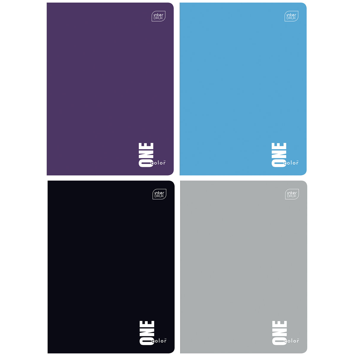 4 X ZESZYT A5, 32 KARTKI, KRATKA Z MARGINESEM, ONE COLOR, INTERDRUK