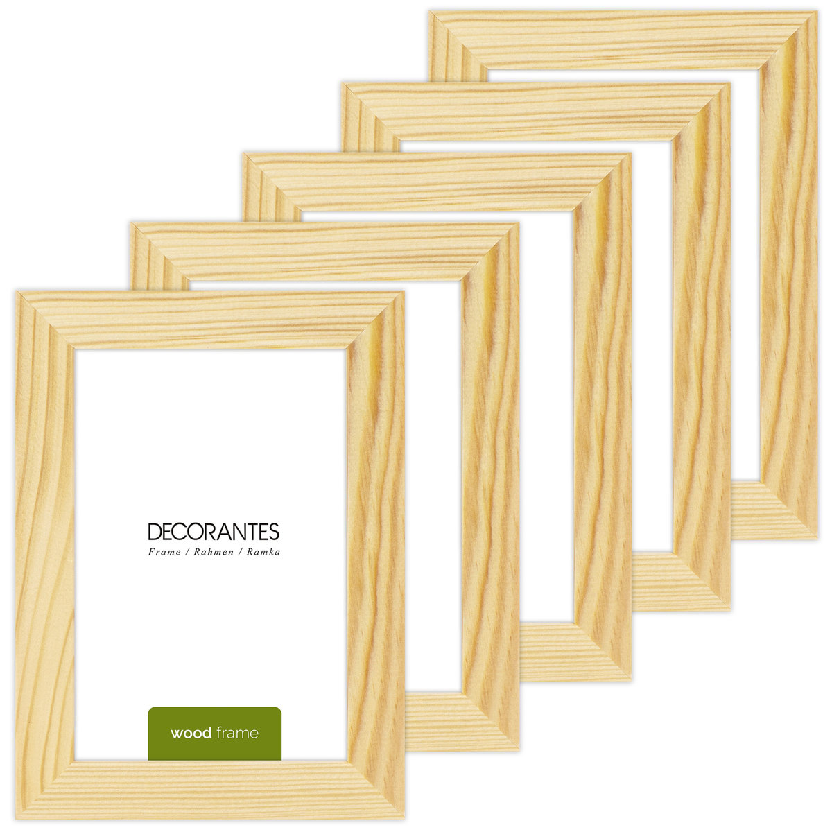 Zestaw 5 ramek surowych 10x15 cm z drewna