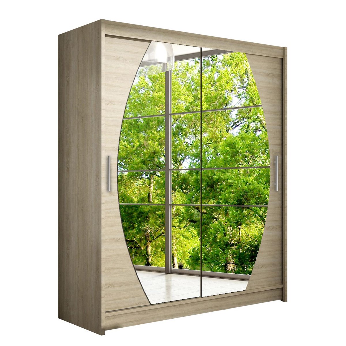 Szafa z drzwiami przesuwnymi Westa VIII, Dąb Sonoma / Lustro