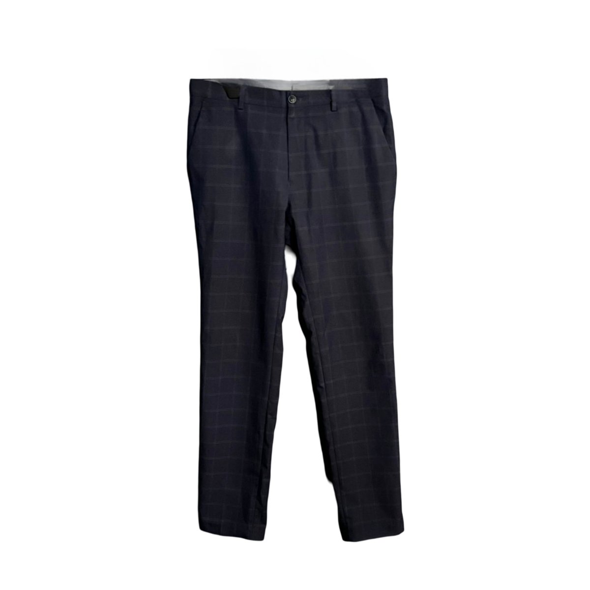 M&S Spodnie Męskie w Kratę Skinny Eleganckie Granatowe W86 L84