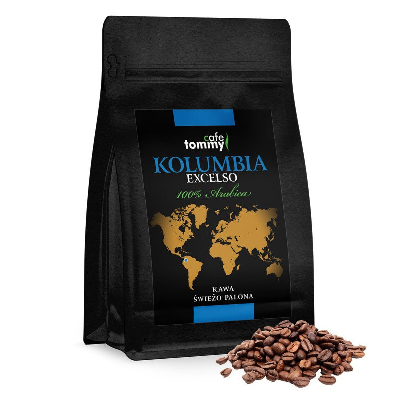 Kawa Kolumbia Excelso 250g ziarno Tommy na prezent