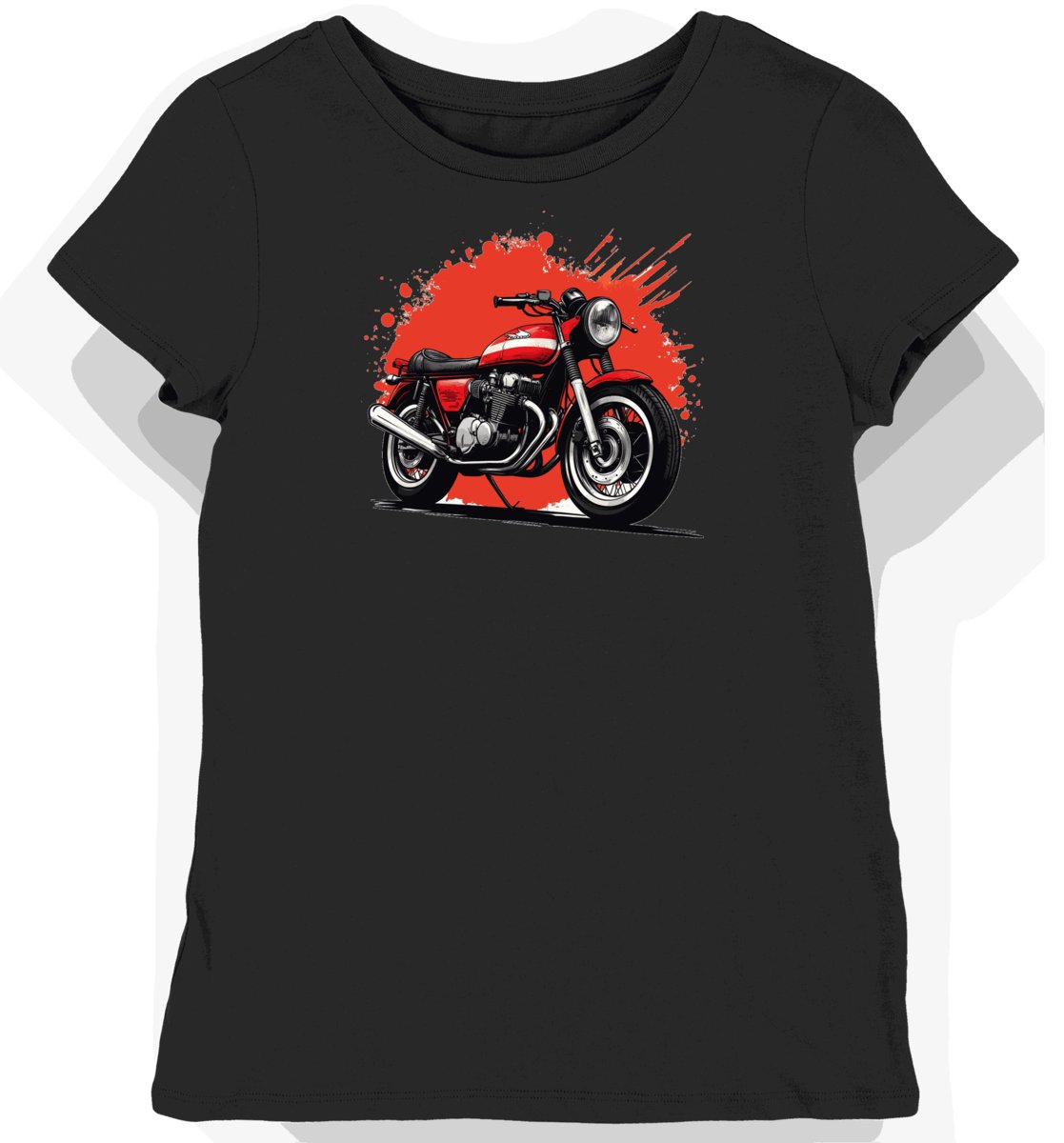 Koszulka damska czarna z Hondą CB750 w klasycznym świetle L