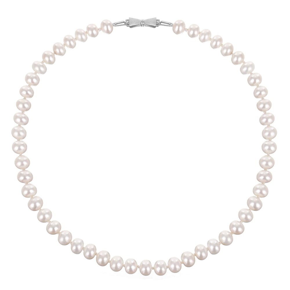 ENAYA LAMAR Naszyjnik z białych naturalnych pereł kolia chocker - 38 cm