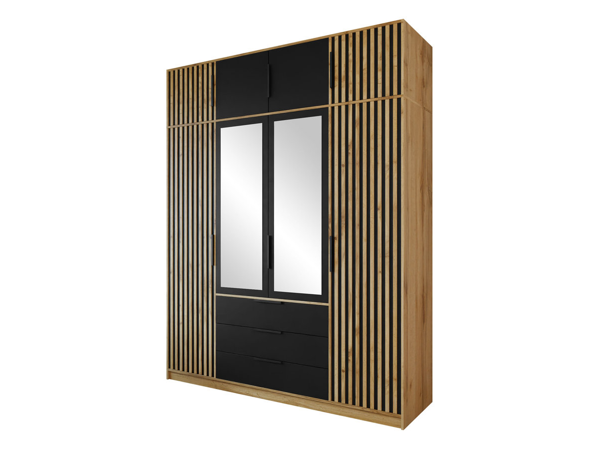 Szafa Bali Lux 4D z nadstawką, Biały / Biały + Dąb Wotan