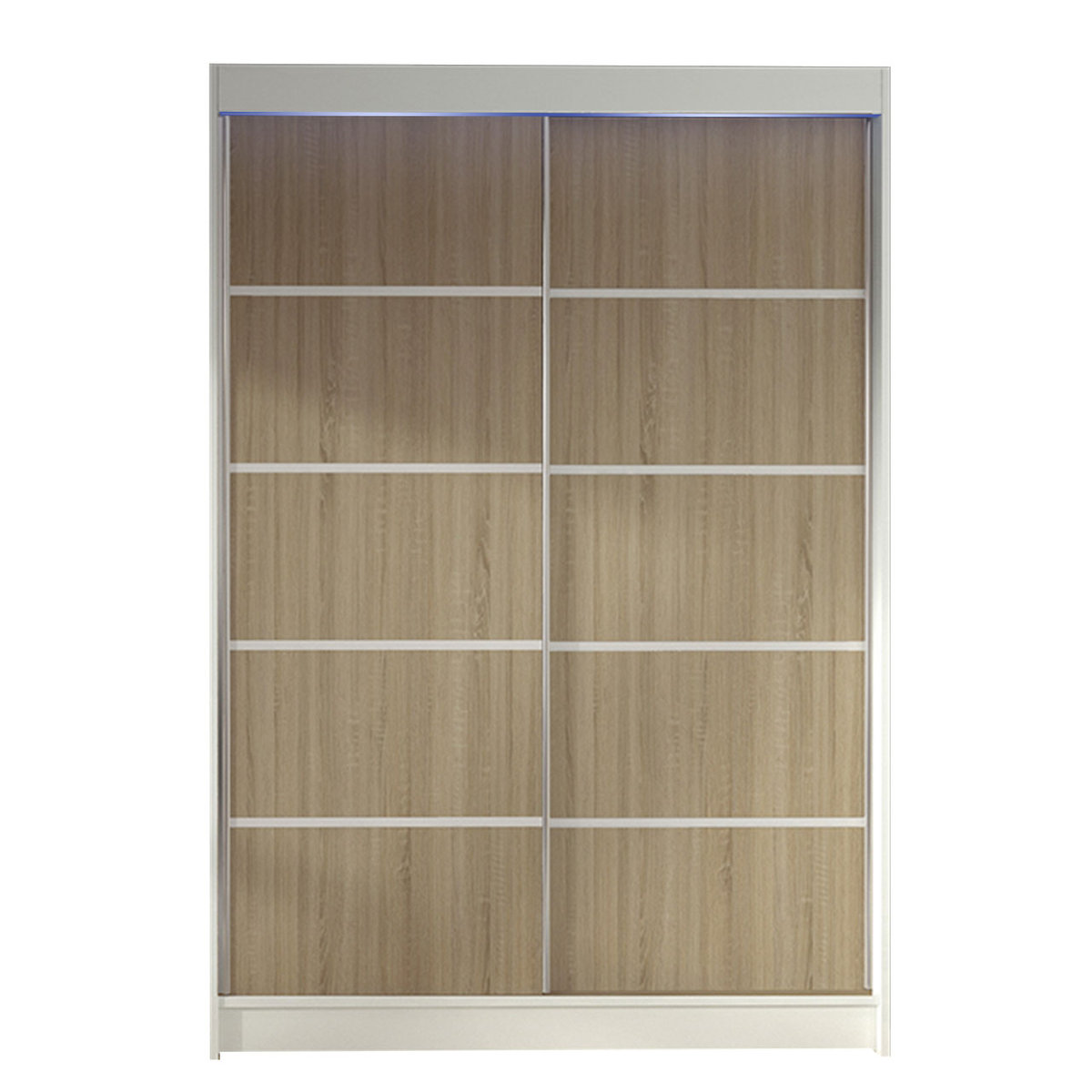 Szafa z drzwiami przesuwnymi Lino IV z oświetleniem RGB, Biały / Dąb Sonoma