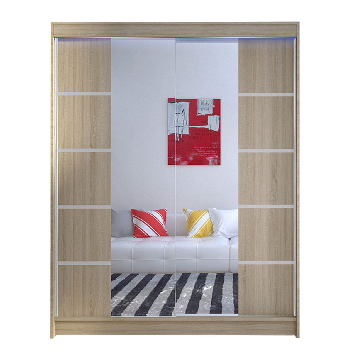 Szafa z drzwiami przesuwnymi Camino V z oświetleniem RGB, Dąb Sonoma