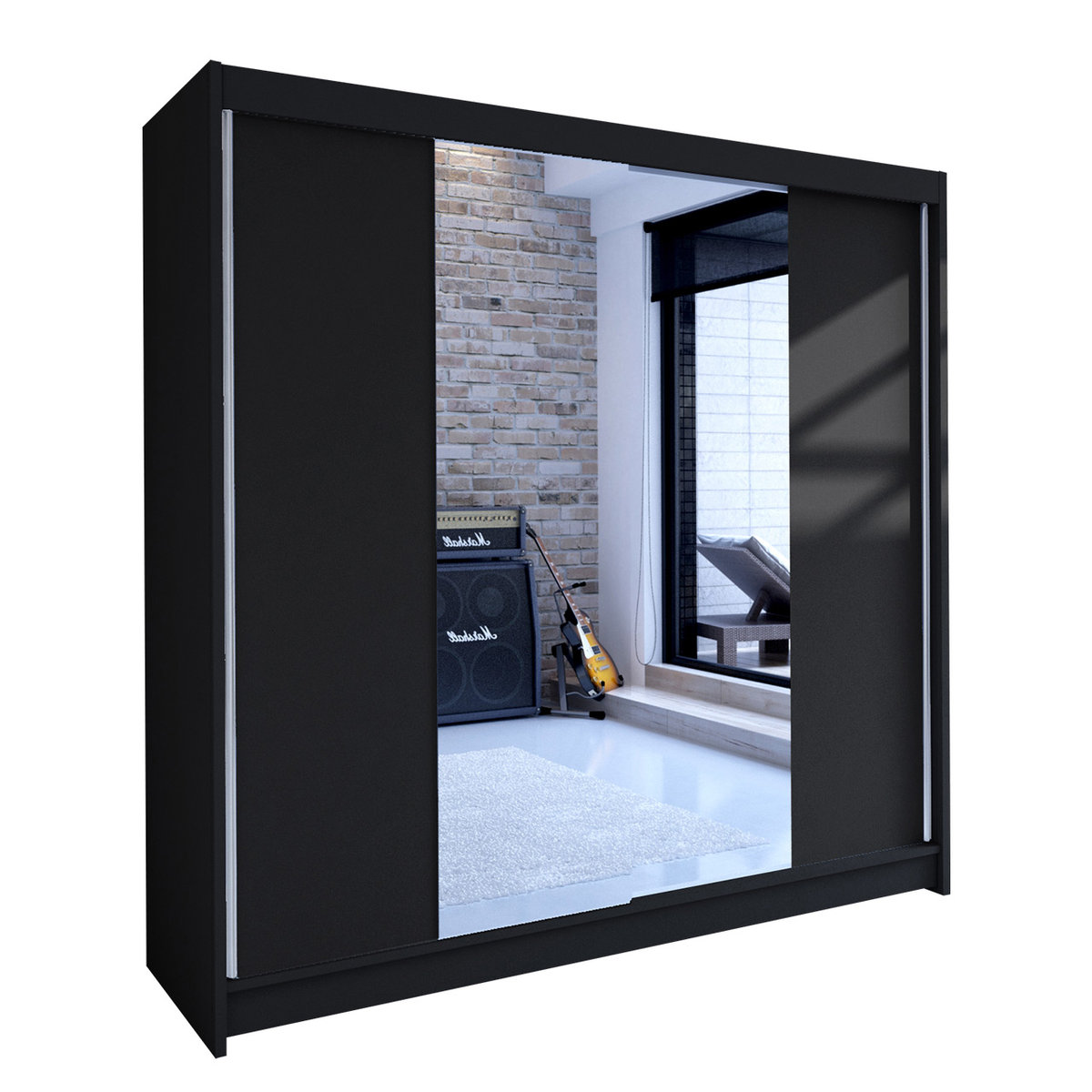 Szafa z drzwiami przesuwnymi Talin II, Czarny