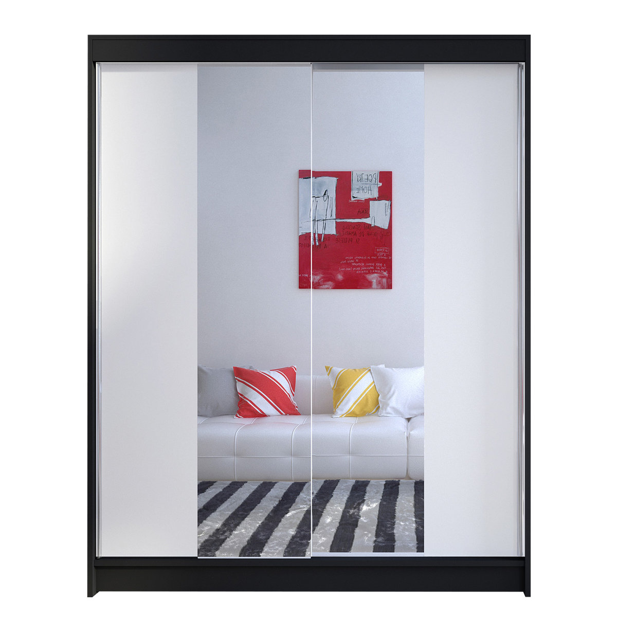 Szafa z drzwiami przesuwnymi Camino II, Czarny / Biały
