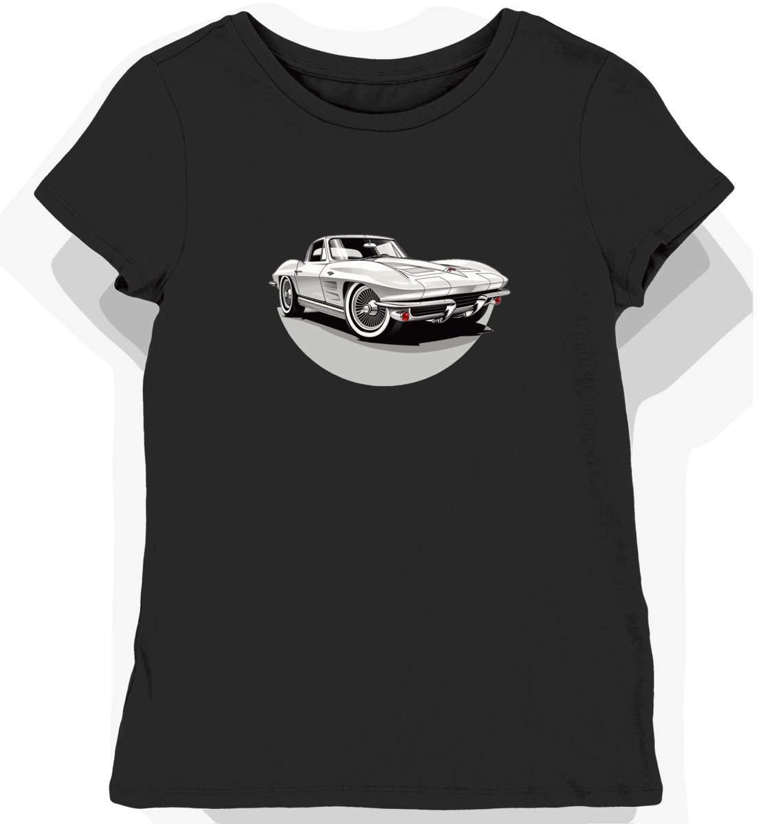 Koszulka damska czarna z Klasycznym Chevy w Chrome S