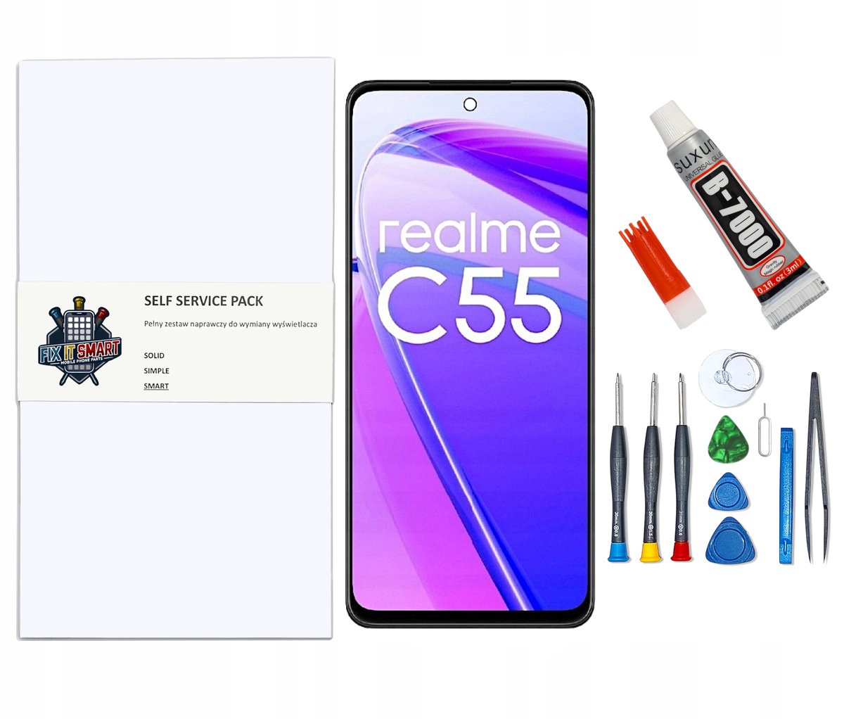 WYŚWIETLACZ EKRAN LCD ZESTAW NAPRAWCZY SAMODZIELNA WYMIANA WYŚWIETLACZA EKRANU REALME C55 ORYGINAŁ RAMKA