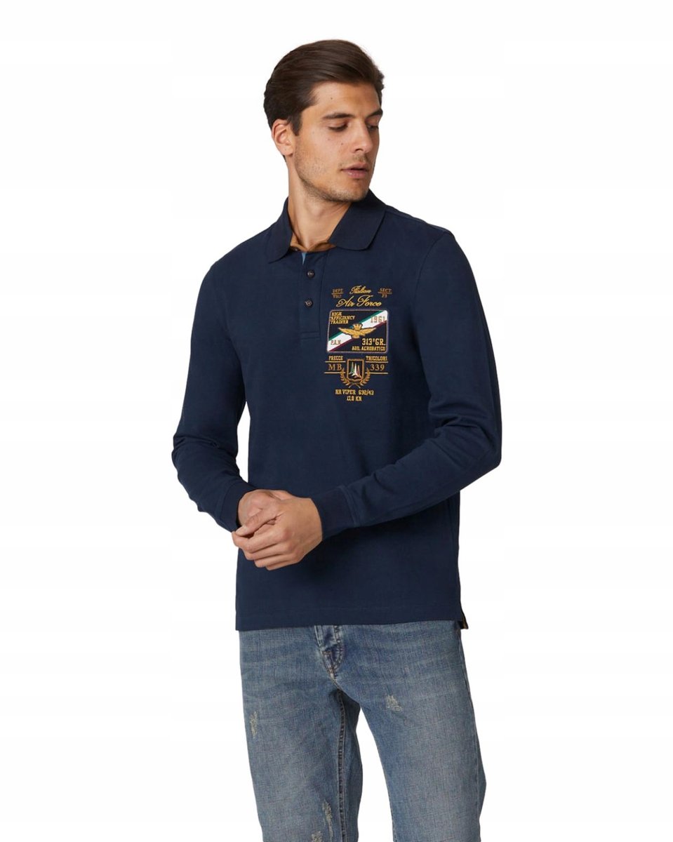 Aeronautica Militare Polo z długim rękawem 232PO1734P173 granat [Rozmiar L]