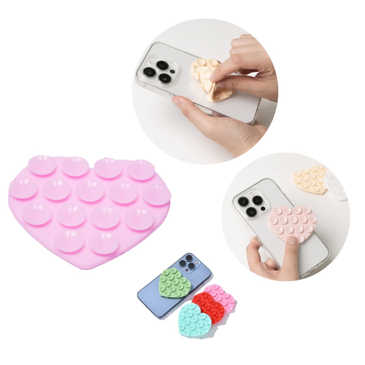 BUBBLE PRZYSSAWKA SILIKONOWA TYLNA UCHWYT NA TELEFON MATA DO SZKŁA RÓŻ