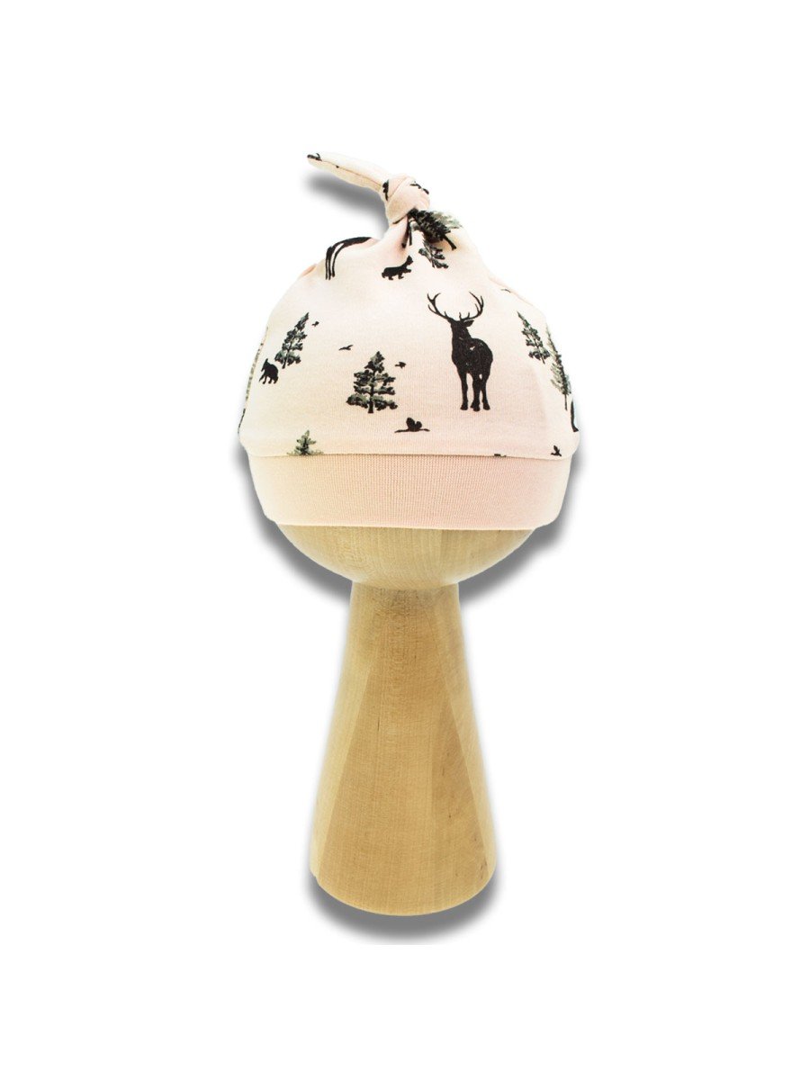 Niemowlęca czapka supełek w wzór leśny beżowa Nicol,r.68