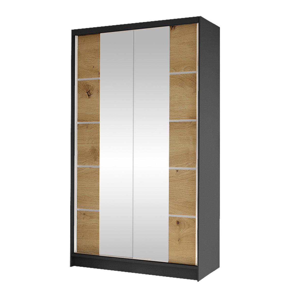 Szafa z drzwiami przesuwnymi Diego V, Czarny / Dąb Artisan