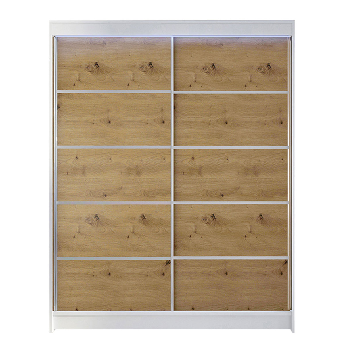 Szafa z drzwiami przesuwnymi Camino IV z oświetleniem RGB, Biały / Dąb Artisan