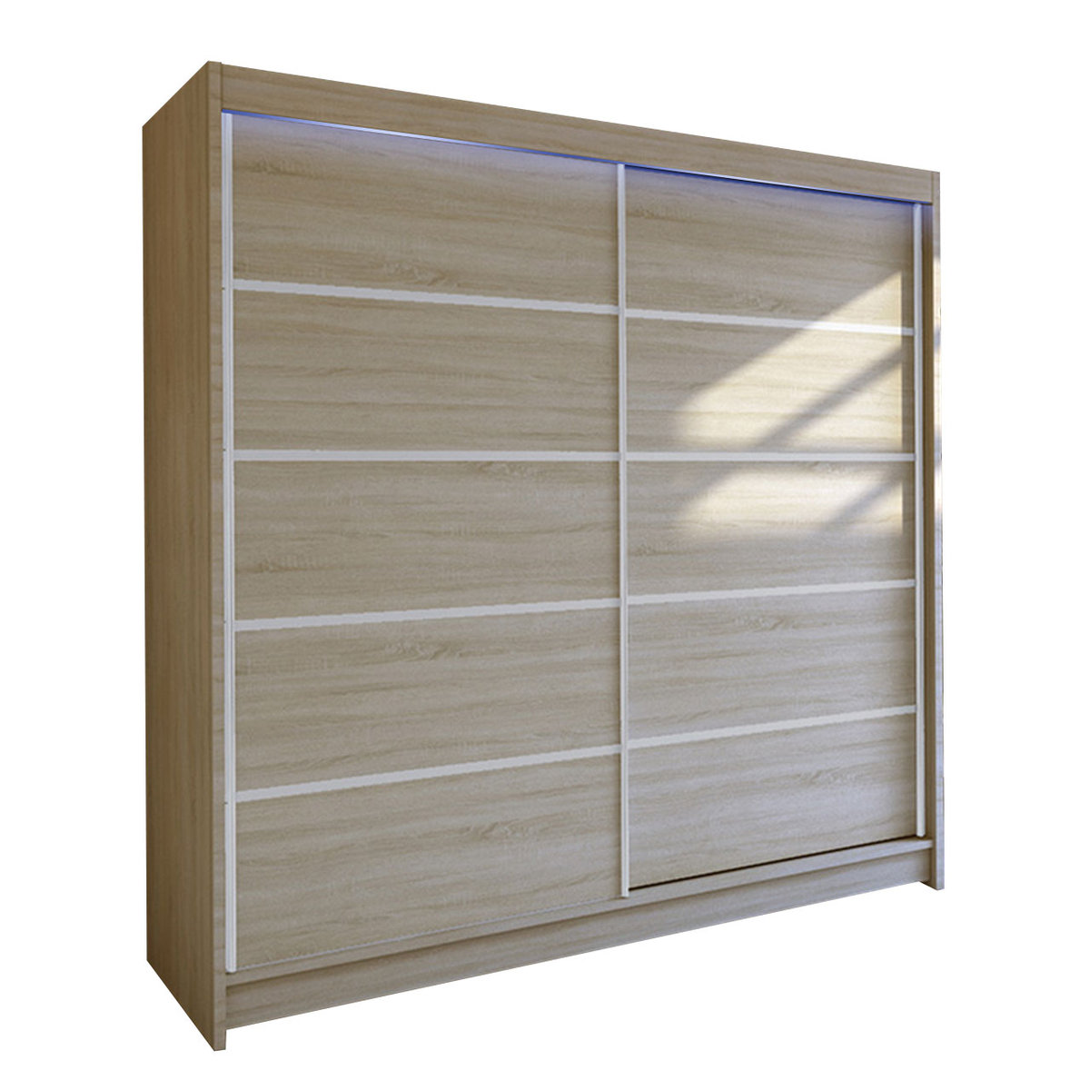 Szafa z drzwiami przesuwnymi Talin IV z oświetleniem RGB, Dąb Sonoma