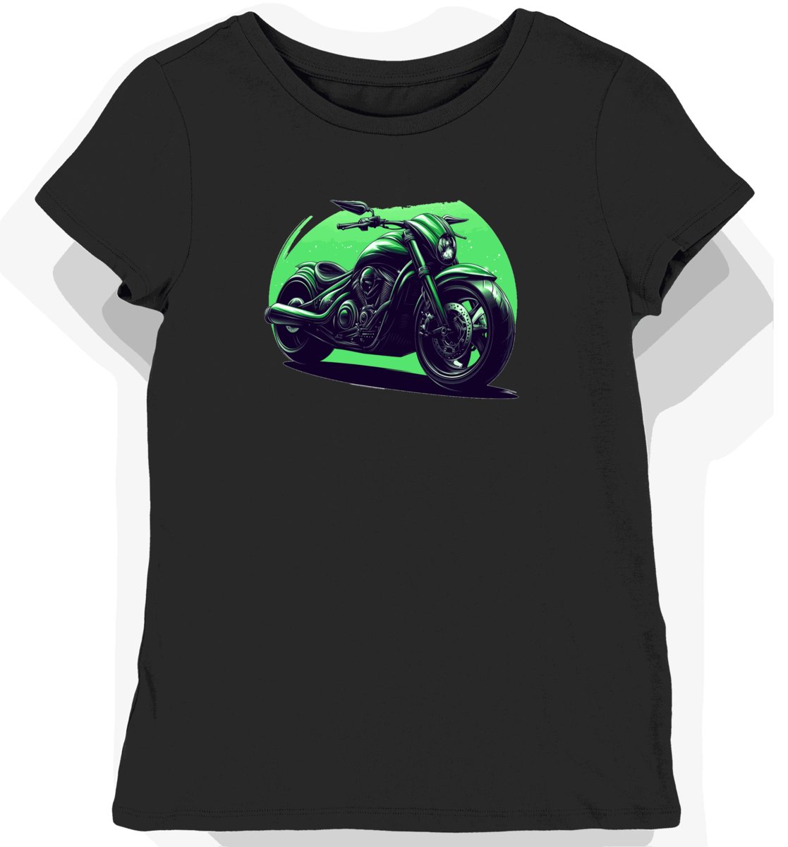 Koszulka damska czarna z motywem klasycznego motocykla Vulcan M