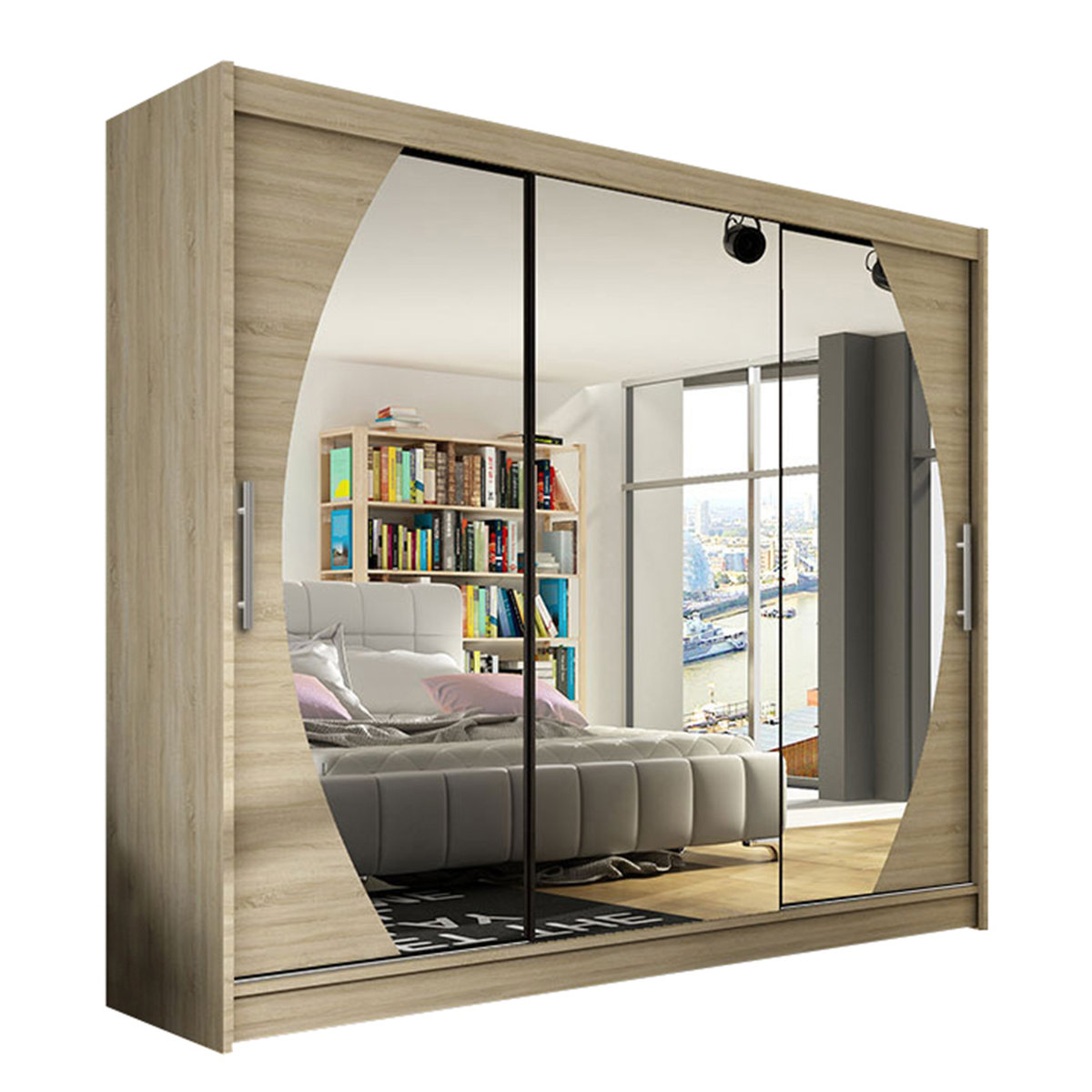 Szafa z drzwiami przesuwnymi Aston V, Dąb Sonoma / Lustro