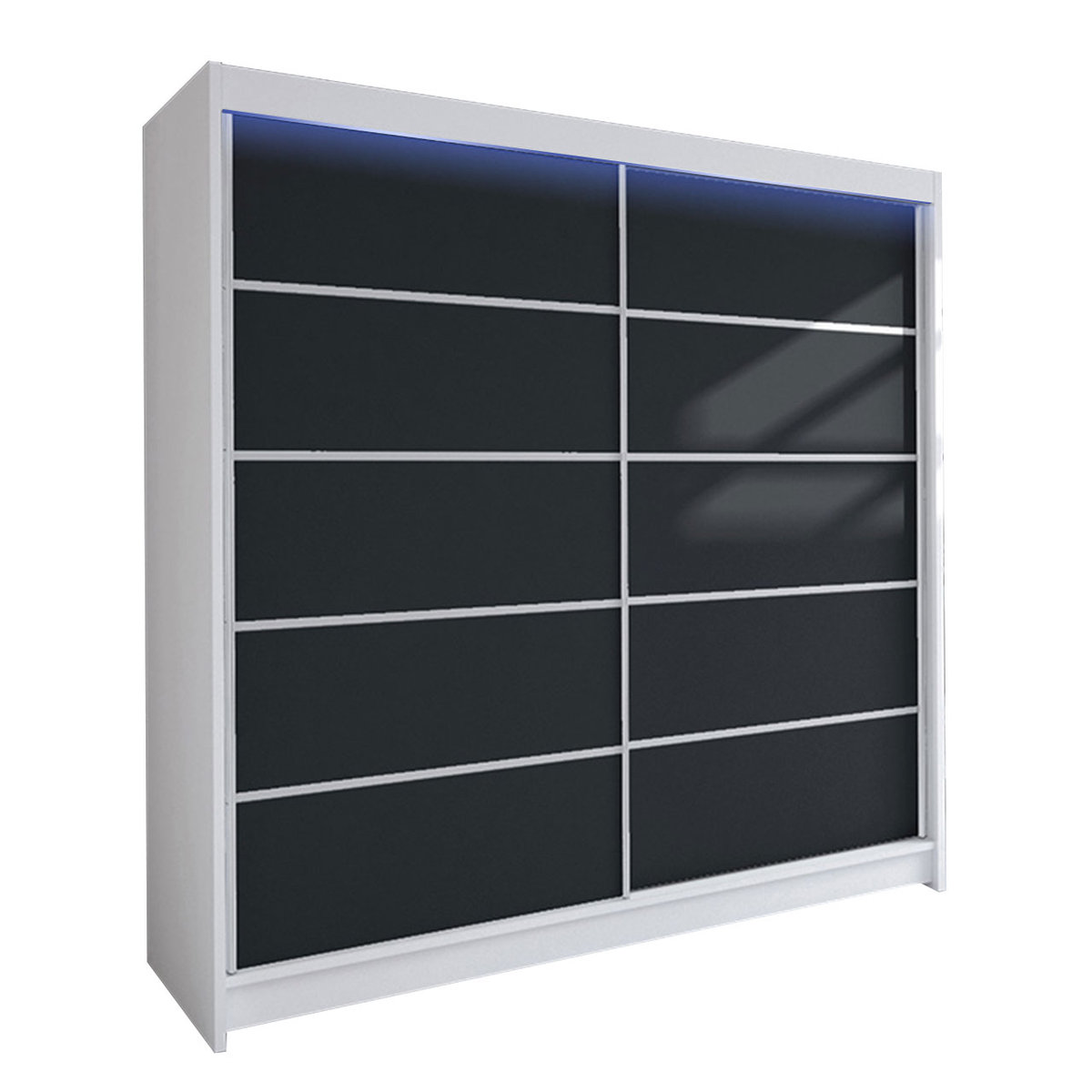 Szafa z drzwiami przesuwnymi Talin IV z oświetleniem RGB, Biały / Czarny