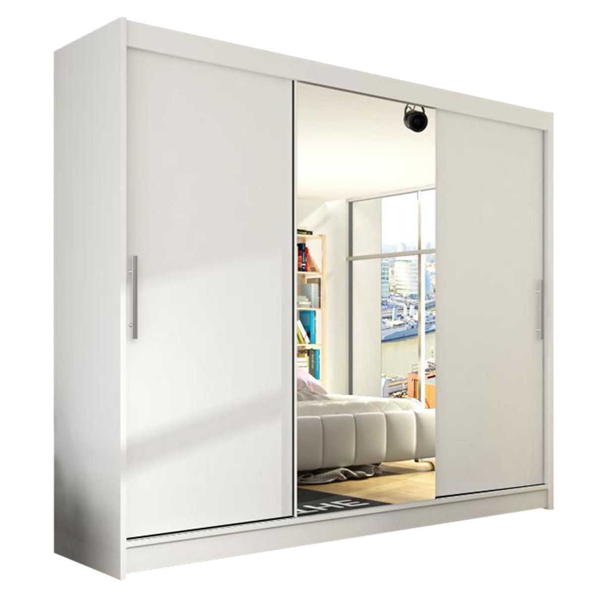 Szafa z drzwiami przesuwnymi Aston I 250, Biały / Lustro