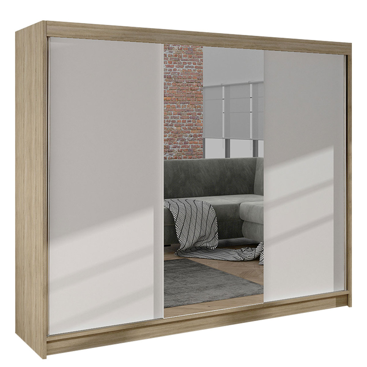 Szafa z drzwiami przesuwnymi Derby I, Dąb Sonoma / Biały