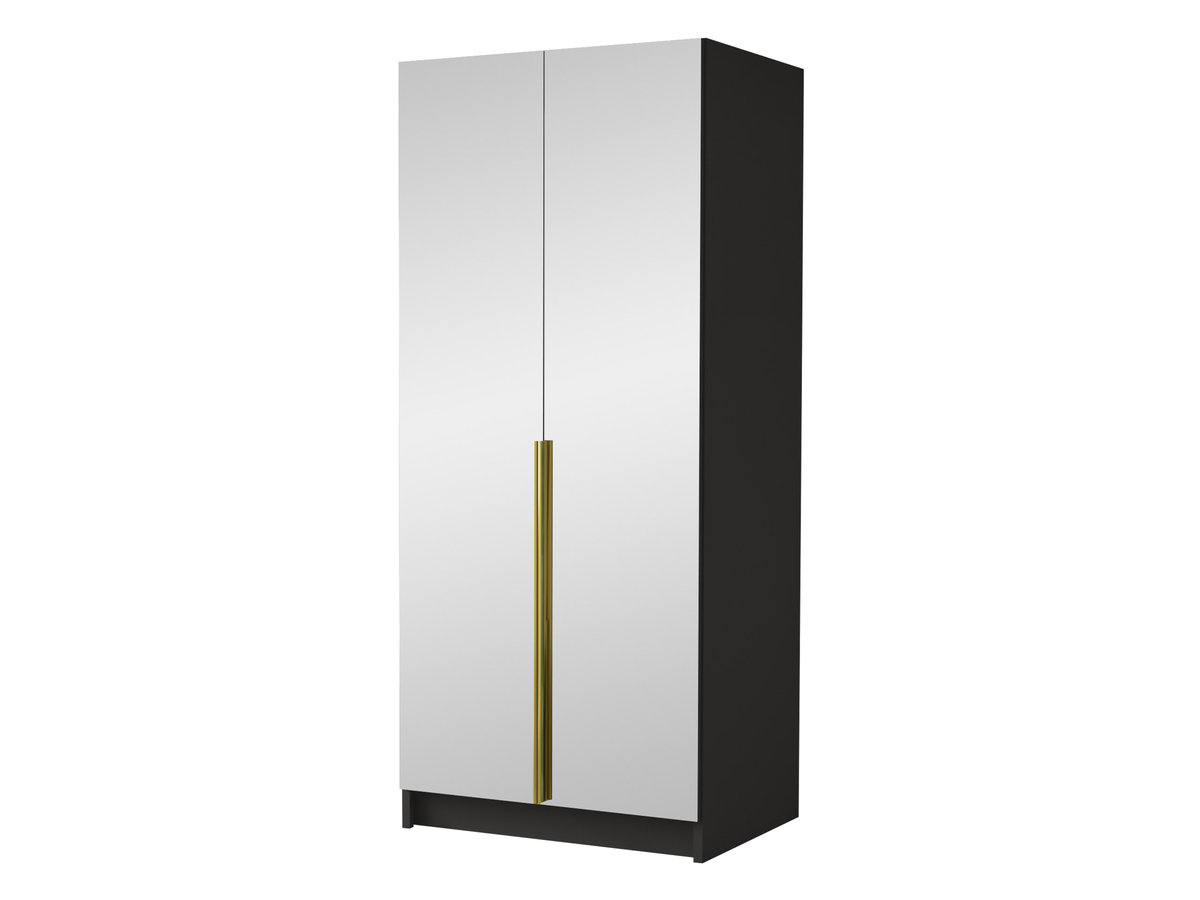 Szafa z lustrem Bono III, Czarny / Czarny + Złoty