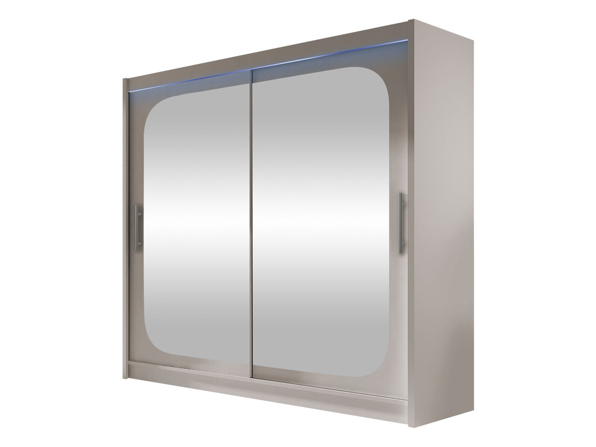 Szafa z drzwiami przesuwnymi London VIII z oświetleniem RGB, Kaszmir / Lustro