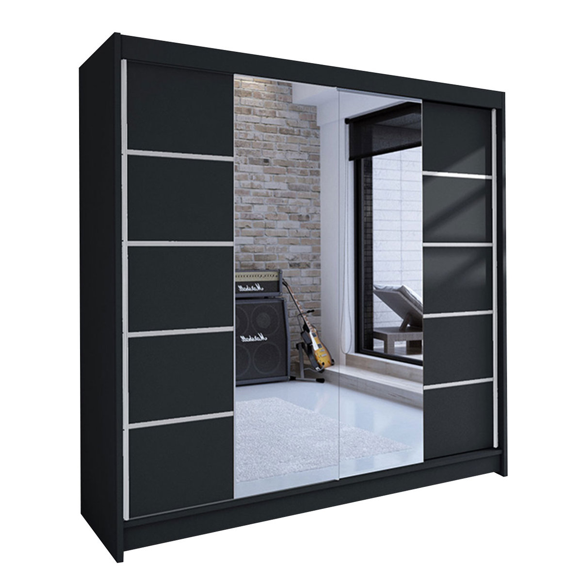 Szafa z drzwiami przesuwnymi Talin V, Czarny