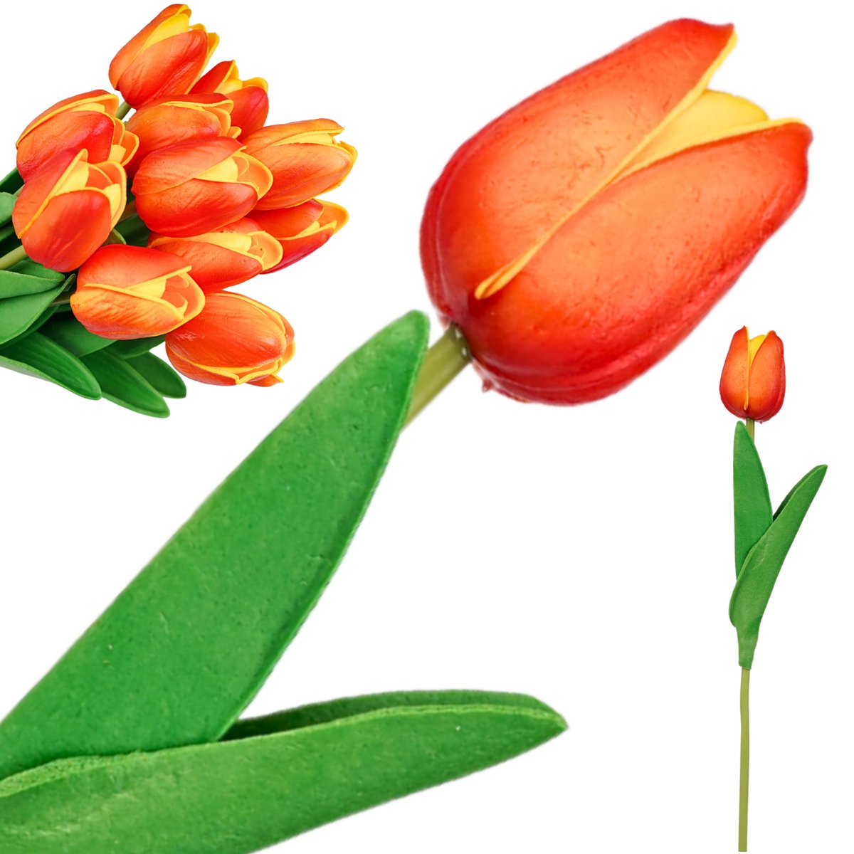TULIPAN PIANKOWY JAK ŻYWY SZTUCZNE KWIATY LIŚCIE DO STROIKA WAZONU 34 cm